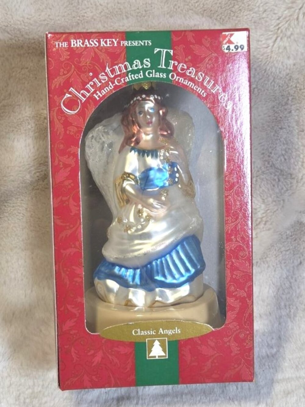 VTG Brass Key Christmas Treasures Classic Star Garland Angel Ornament MIB
